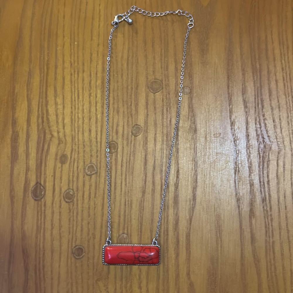 Red rectangle necklace